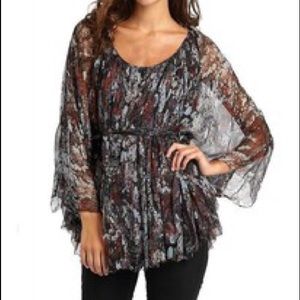 Catherine Malandrino Silk Butterfly Sleeve Top